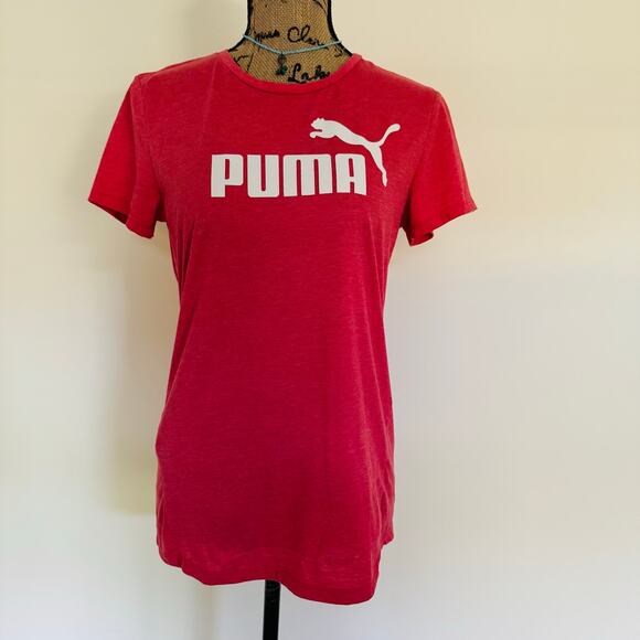 PUMA Womens Heather Pink Crew Neck Essential Logo Tee Shirt Size Medium - Picture 4 of 9